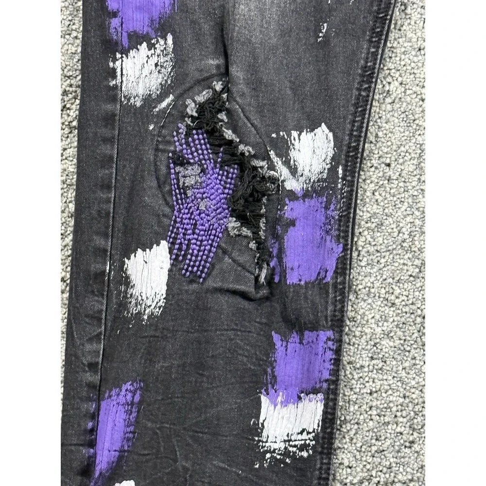 Switch Remarkable Men's Black Distressed Jeans Paint Splatter 40x32